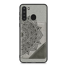 Funda Silicona Carcasa Ultrafina Goma con Magnetico S03D para Samsung Galaxy A21 Gris