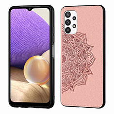 Funda Silicona Carcasa Ultrafina Goma con Magnetico S03D para Samsung Galaxy A32 4G Oro Rosa