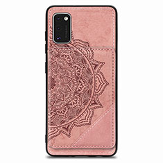 Funda Silicona Carcasa Ultrafina Goma con Magnetico S03D para Samsung Galaxy A41 Oro Rosa