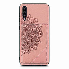 Funda Silicona Carcasa Ultrafina Goma con Magnetico S03D para Samsung Galaxy A50 Oro Rosa