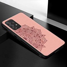 Funda Silicona Carcasa Ultrafina Goma con Magnetico S03D para Samsung Galaxy A72 4G Oro Rosa