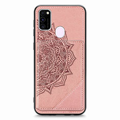 Funda Silicona Carcasa Ultrafina Goma con Magnetico S03D para Samsung Galaxy M21 Oro Rosa