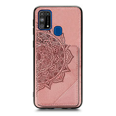 Funda Silicona Carcasa Ultrafina Goma con Magnetico S03D para Samsung Galaxy M21s Oro Rosa