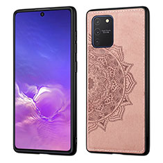 Funda Silicona Carcasa Ultrafina Goma con Magnetico S03D para Samsung Galaxy S10 Lite Oro Rosa