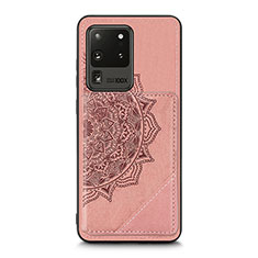 Funda Silicona Carcasa Ultrafina Goma con Magnetico S03D para Samsung Galaxy S20 Ultra 5G Oro Rosa