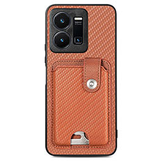 Funda Silicona Carcasa Ultrafina Goma con Magnetico S03D para Vivo Y35 4G Marron