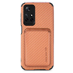 Funda Silicona Carcasa Ultrafina Goma con Magnetico S03D para Xiaomi Redmi Note 11S 5G Marron