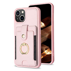 Funda Silicona Carcasa Ultrafina Goma con Magnetico S04D para Apple iPhone 14 Oro Rosa