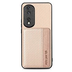 Funda Silicona Carcasa Ultrafina Goma con Magnetico S04D para Huawei Honor 80 Pro 5G Oro