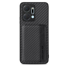 Funda Silicona Carcasa Ultrafina Goma con Magnetico S04D para Huawei Honor X7a Negro