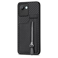 Funda Silicona Carcasa Ultrafina Goma con Magnetico S04D para Realme C30 Negro