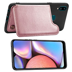 Funda Silicona Carcasa Ultrafina Goma con Magnetico S04D para Samsung Galaxy A10s Oro Rosa