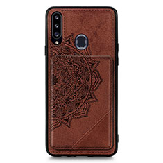 Funda Silicona Carcasa Ultrafina Goma con Magnetico S04D para Samsung Galaxy A20s Marron