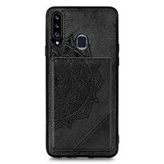 Funda Silicona Carcasa Ultrafina Goma con Magnetico S04D para Samsung Galaxy A20s Negro