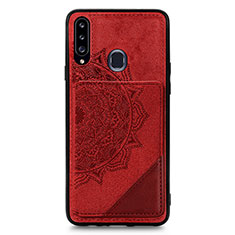 Funda Silicona Carcasa Ultrafina Goma con Magnetico S04D para Samsung Galaxy A20s Rojo