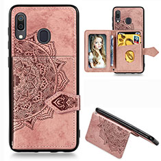 Funda Silicona Carcasa Ultrafina Goma con Magnetico S04D para Samsung Galaxy A30 Oro Rosa