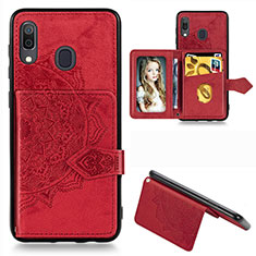 Funda Silicona Carcasa Ultrafina Goma con Magnetico S04D para Samsung Galaxy A30 Rojo