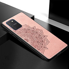 Funda Silicona Carcasa Ultrafina Goma con Magnetico S04D para Samsung Galaxy A91 Oro Rosa