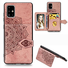 Funda Silicona Carcasa Ultrafina Goma con Magnetico S04D para Samsung Galaxy M40S Oro Rosa