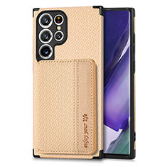 Funda Silicona Carcasa Ultrafina Goma con Magnetico S04D para Samsung Galaxy S21 Ultra 5G Oro