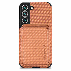 Funda Silicona Carcasa Ultrafina Goma con Magnetico S04D para Samsung Galaxy S22 5G Marron