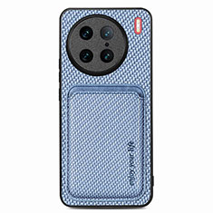 Funda Silicona Carcasa Ultrafina Goma con Magnetico S04D para Vivo X90 Pro 5G Azul