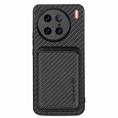 Funda Silicona Carcasa Ultrafina Goma con Magnetico S04D para Vivo X90 Pro 5G Negro