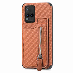 Funda Silicona Carcasa Ultrafina Goma con Magnetico S04D para Vivo Y21 Marron