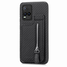 Funda Silicona Carcasa Ultrafina Goma con Magnetico S04D para Vivo Y21 Negro