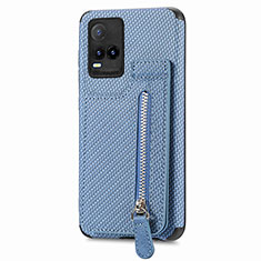 Funda Silicona Carcasa Ultrafina Goma con Magnetico S04D para Vivo Y21a Azul