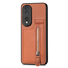 Funda Silicona Carcasa Ultrafina Goma con Magnetico S05D para Huawei Honor 80 Pro 5G Marron