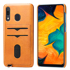 Funda Silicona Carcasa Ultrafina Goma con Magnetico S05D para Samsung Galaxy A20 Naranja