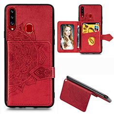 Funda Silicona Carcasa Ultrafina Goma con Magnetico S05D para Samsung Galaxy A20s Rojo