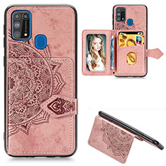 Funda Silicona Carcasa Ultrafina Goma con Magnetico S05D para Samsung Galaxy M31 Oro Rosa