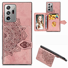 Funda Silicona Carcasa Ultrafina Goma con Magnetico S05D para Samsung Galaxy Note 20 Ultra 5G Oro Rosa