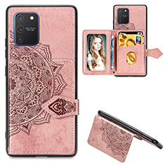 Funda Silicona Carcasa Ultrafina Goma con Magnetico S05D para Samsung Galaxy S10 Lite Oro Rosa