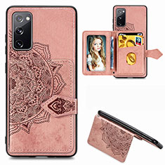 Funda Silicona Carcasa Ultrafina Goma con Magnetico S05D para Samsung Galaxy S20 FE (2022) 5G Oro Rosa