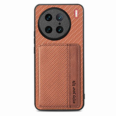 Funda Silicona Carcasa Ultrafina Goma con Magnetico S05D para Vivo X90 Pro 5G Marron