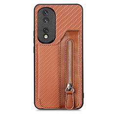 Funda Silicona Carcasa Ultrafina Goma con Magnetico S06D para Huawei Honor 80 Pro Flat 5G Marron