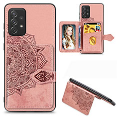 Funda Silicona Carcasa Ultrafina Goma con Magnetico S06D para Samsung Galaxy A72 5G Oro Rosa