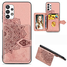 Funda Silicona Carcasa Ultrafina Goma con Magnetico S06D para Samsung Galaxy M32 5G Oro Rosa