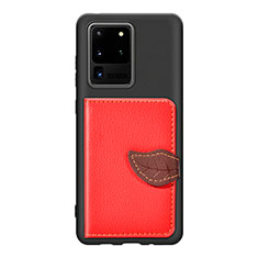 Funda Silicona Carcasa Ultrafina Goma con Magnetico S06D para Samsung Galaxy S20 Ultra 5G Rojo
