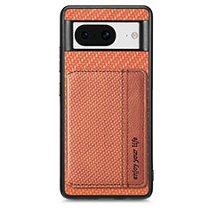 Funda Silicona Carcasa Ultrafina Goma con Magnetico S07D para Google Pixel 8 5G Marron