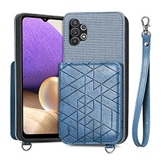 Funda Silicona Carcasa Ultrafina Goma con Magnetico S08D para Samsung Galaxy A32 5G Azul