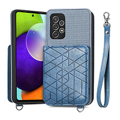 Funda Silicona Carcasa Ultrafina Goma con Magnetico S08D para Samsung Galaxy A52 5G Azul