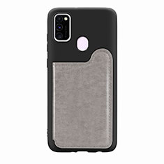 Funda Silicona Carcasa Ultrafina Goma con Magnetico S08D para Samsung Galaxy M21 Gris