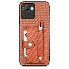 Funda Silicona Carcasa Ultrafina Goma con Magnetico S09D para Realme C30s Marron