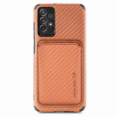 Funda Silicona Carcasa Ultrafina Goma con Magnetico S09D para Samsung Galaxy A52 4G Marron