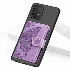 Funda Silicona Carcasa Ultrafina Goma con Magnetico S09D para Samsung Galaxy A91 Morado