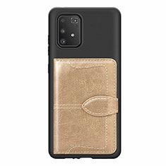 Funda Silicona Carcasa Ultrafina Goma con Magnetico S11D para Samsung Galaxy A91 Oro